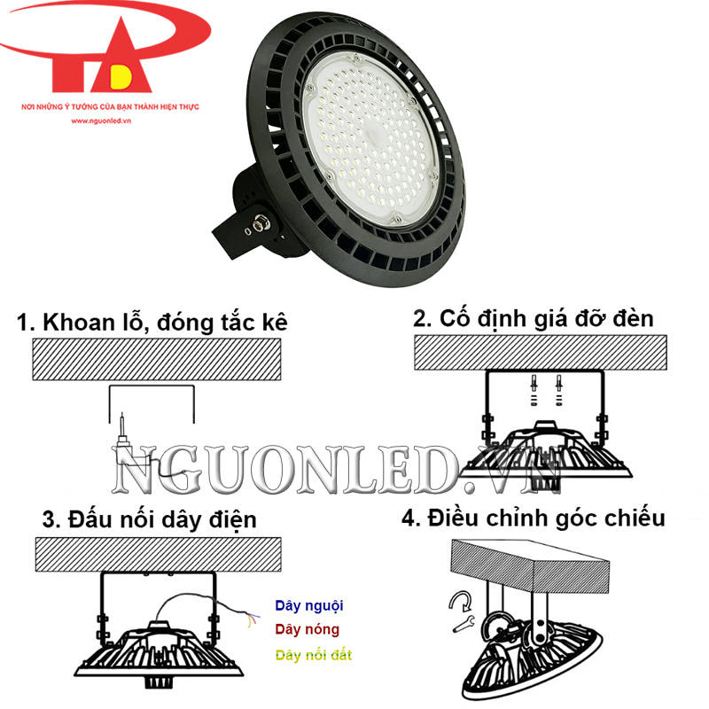 Hướng dẫn lắp đặt đèn led nhà xưởng UFO 50W đơn giản