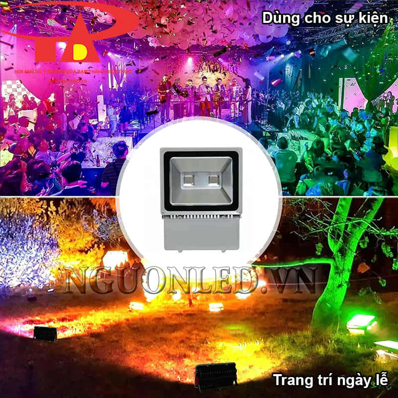 Đèn led pha RGB 100W đủ màu sử dụng cho bữa tiệc và ngày lễ