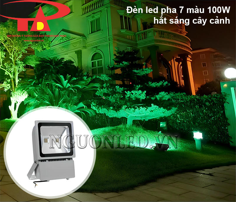 Đèn pha led 100W đổi màu ngoài trời dùng cho cây cảnh xung quanh nhà