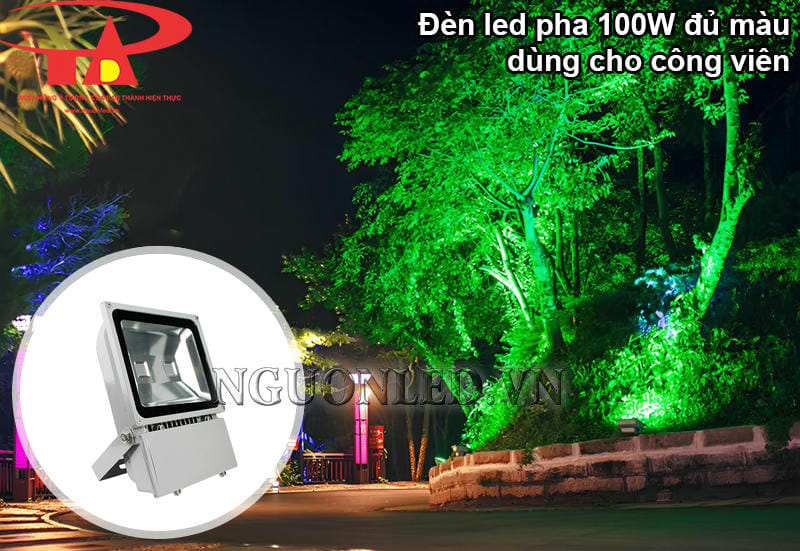 Đèn pha led đổi màu 100W vỏ xám dùng cho công viên