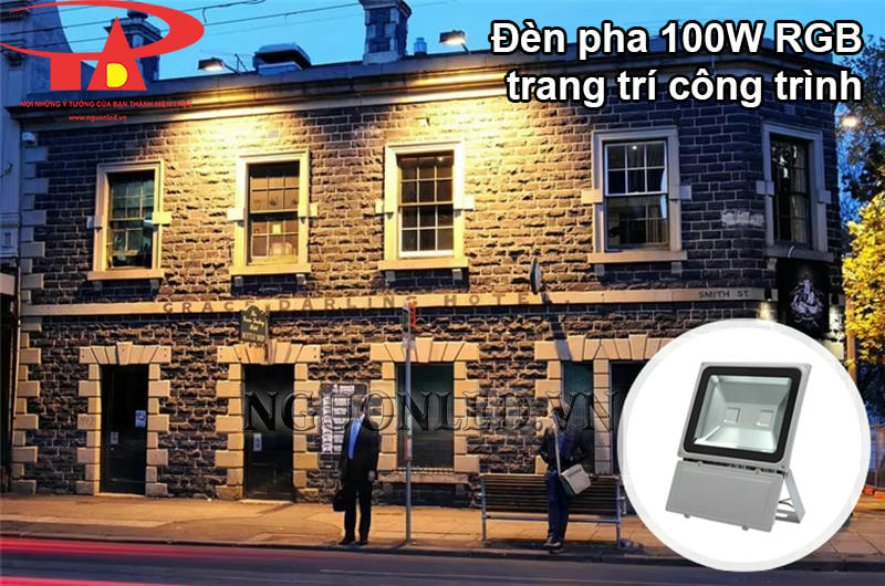 Đèn pha led ngoài trời đổi màu trang trí công trình