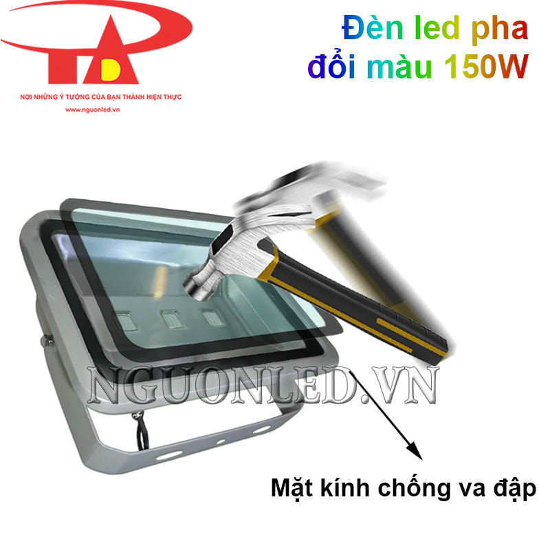 Đèn led pha 150W 7 màu, mặt kính cường lực chống va đập