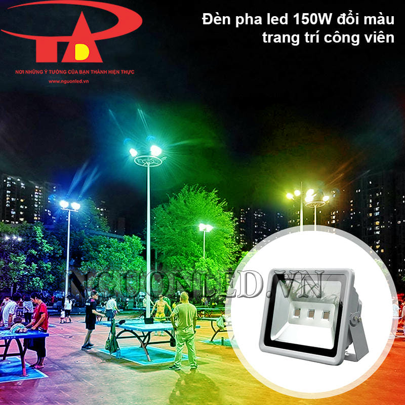 Đèn led pha đủ màu 150W trang trí công viên