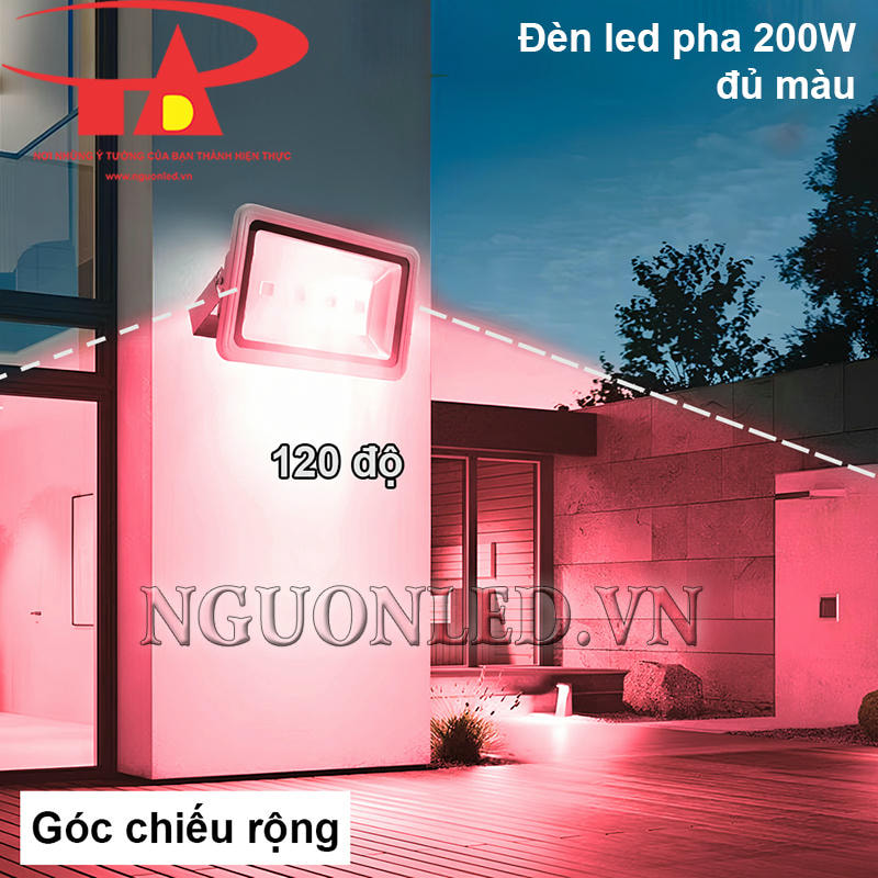 Đèn led pha 200W RGB siêu sáng, góc chiếu sáng rộng