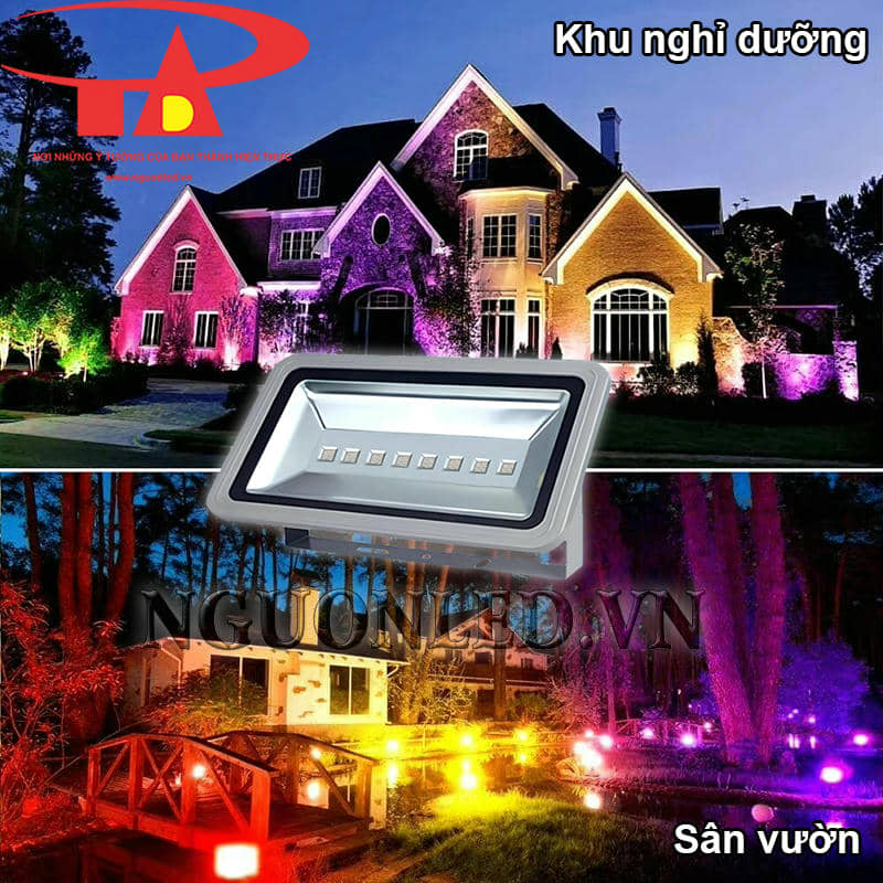 Đèn led pha 400W nhiều màu dùng cho sân vườn, khu nghỉ dưỡng