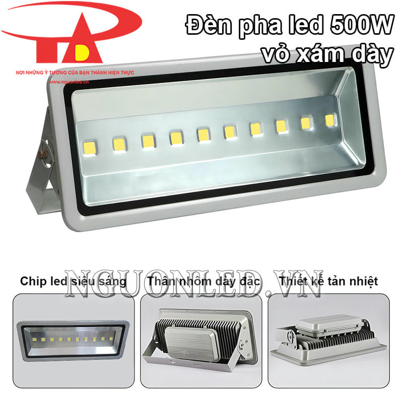 Đèn led pha 500W vỏ nhôm dày đặc, bền bỉ, cao cấp