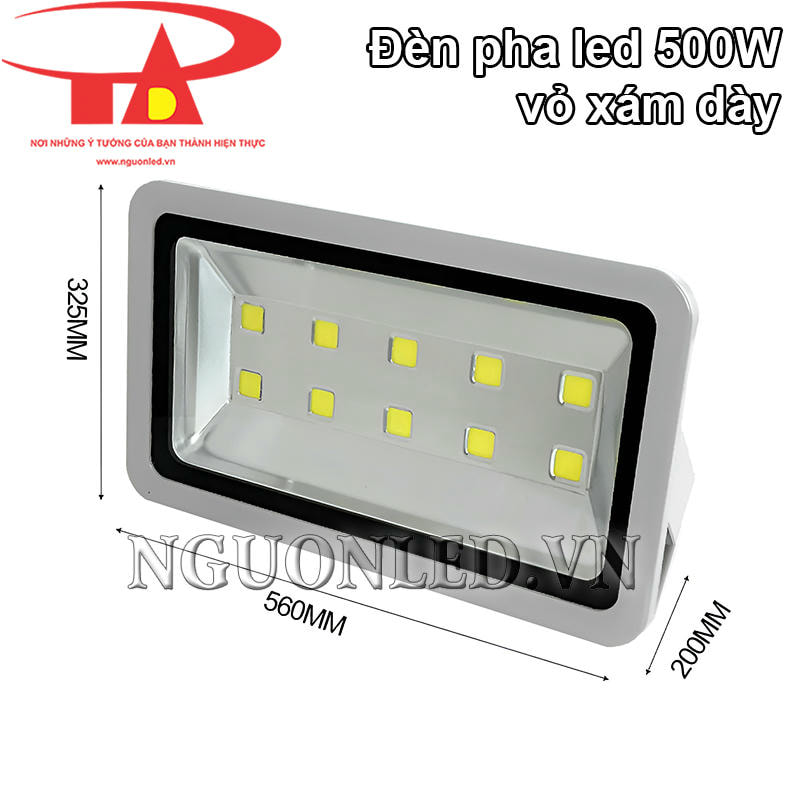 Kích thước đèn led pha 500W 2 hàng led