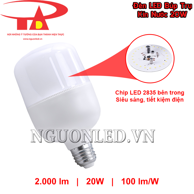 Bóng đèn búp 20W kín nước sử dụng chip LED SMD 2835