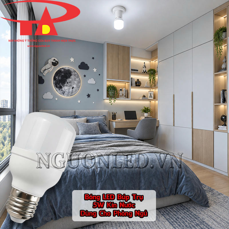 Bóng LED 5W kín nước dùng cho phòng ngủ, tạo vùng sáng riêng quanh đầu giường hoặc góc nghỉ