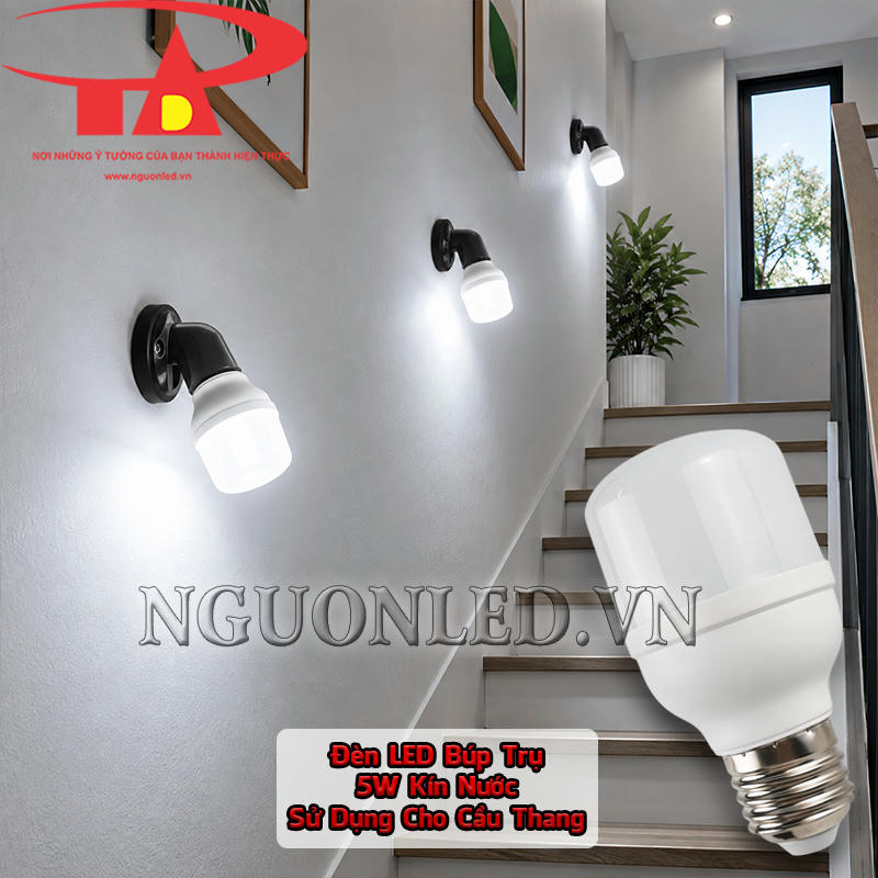 Đèn LED búp 5W kín nước chiếu sáng cầu thang, làm rõ nhịp bậc thang khi di chuyển