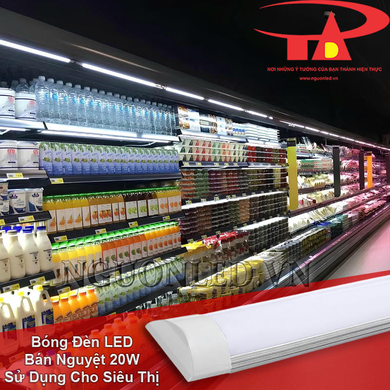Đèn LED bán nguyệt 20W chiếu sáng dãy kệ hàng trong siêu thị