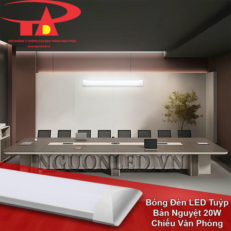 Đèn tuýp LED bán nguyệt 20W lắp lên cạnh tường văn phòng