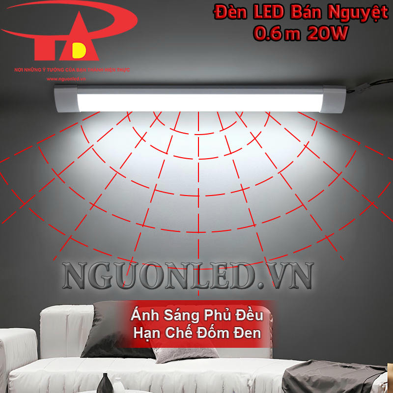 Đèn LED bán nguyệt 20W ánh sáng phủ đều, hạn chế điểm tối