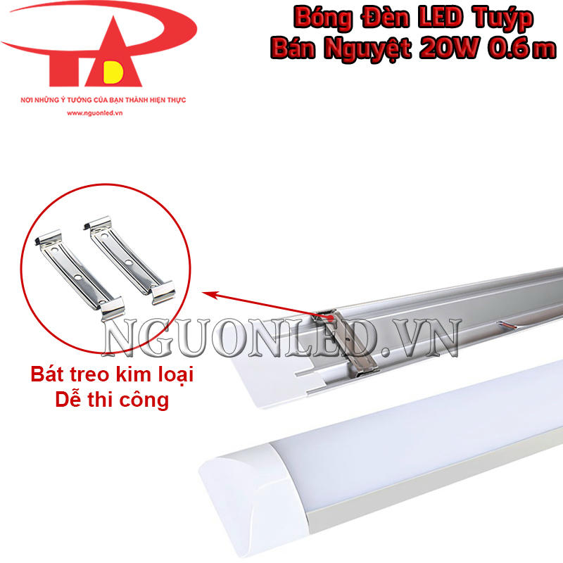 Đèn tuýp LED bán nguyệt 20W dễ lắp đặt với bát treo kim loại