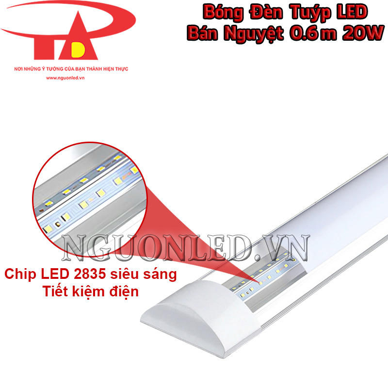 Đèn tuýp LED bán nguyệt 20W với chip LED 2835 siêu sáng, tiết kiệm điện