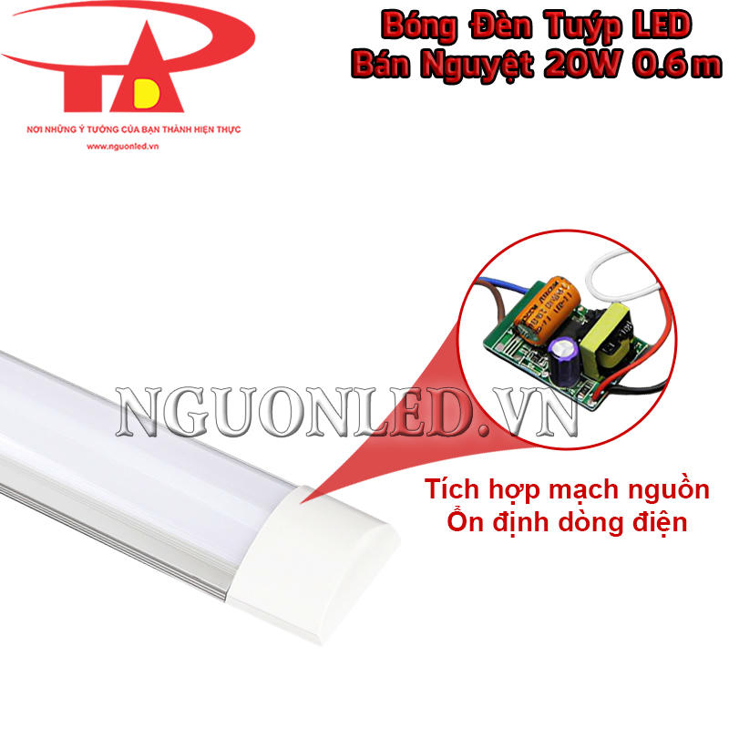 Đèn tuýp LED bán nguyệt 20W tích hợp mạch nguồn