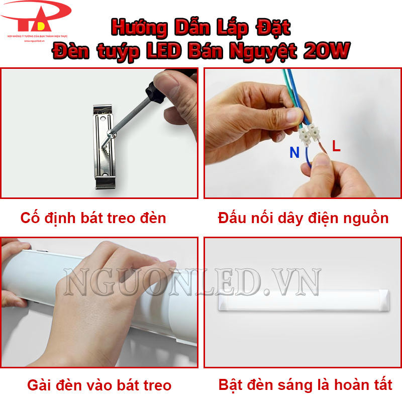 Hướng dẫn lắp đặt đèn tuýp LED bán nguyệt 20W an toàn và đơn giản