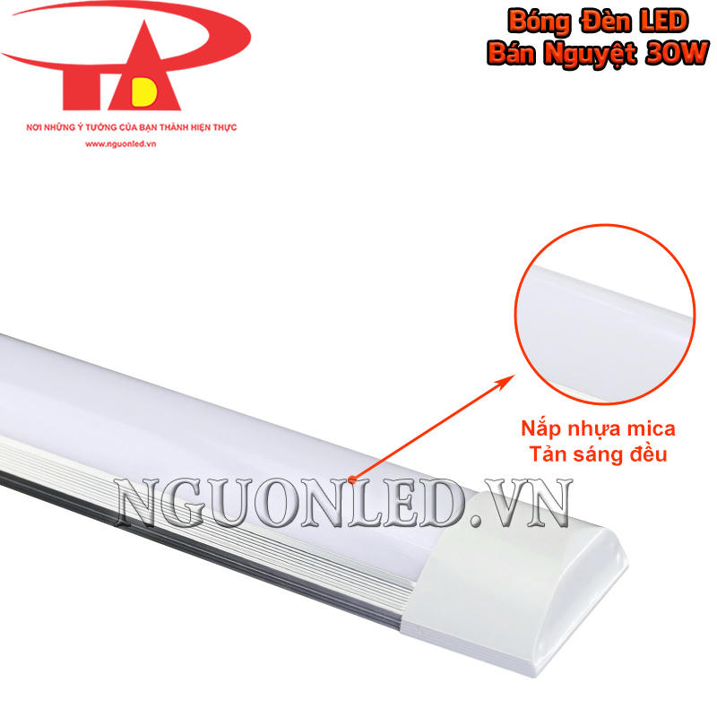 Đèn LED tuýp bán nguyệt 30W dùng nắp mica hỗ trợ phân tán ánh sáng quanh khu vực gần vị trí lắp