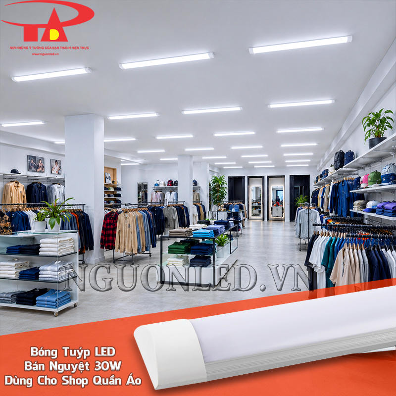 Đèn LED bán nguyệt 30W chiếu sáng shop quần áo, hỗ trợ quan sát màu vải, họa tiết, đường may và nhãn mác