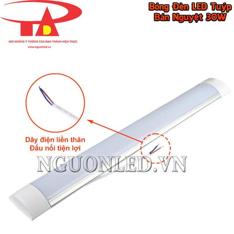 Bóng đèn tuýp LED bán nguyệt 30W có dây nguồn liền thân, vỏ chống cháy và lõi đồng phục vụ đấu nối
