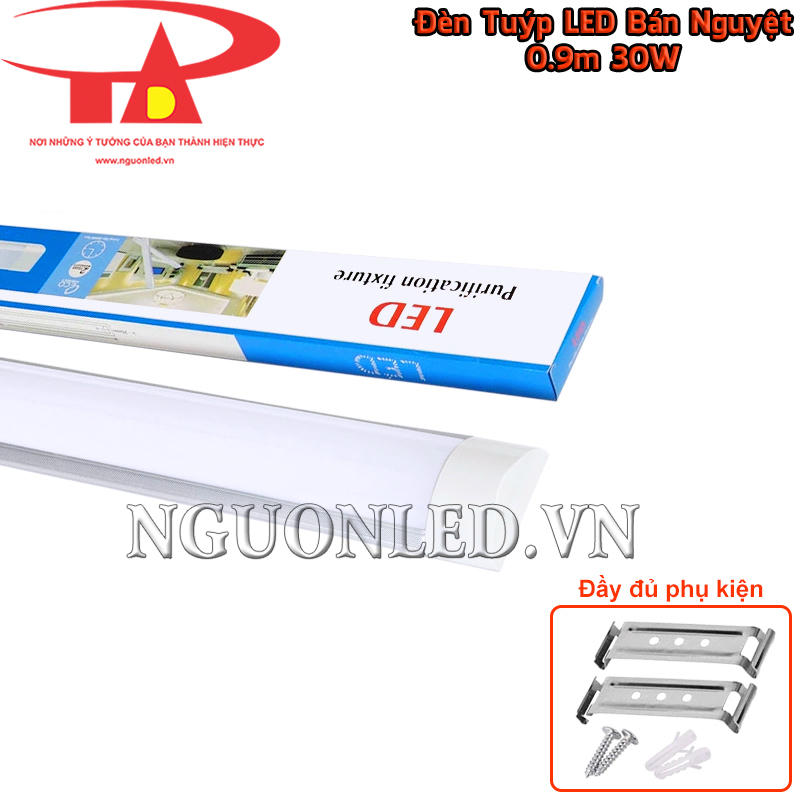 Bóng LED bán nguyệt 30W đi kèm bát gài, tắc kê nhựa và vít cố định cho khâu chuẩn bị lắp nổi