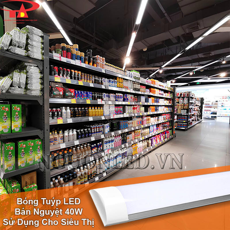Đèn LED bán nguyệt 40W dùng cho siêu thị, giúp lối đi và khu kệ nhìn rõ hơn