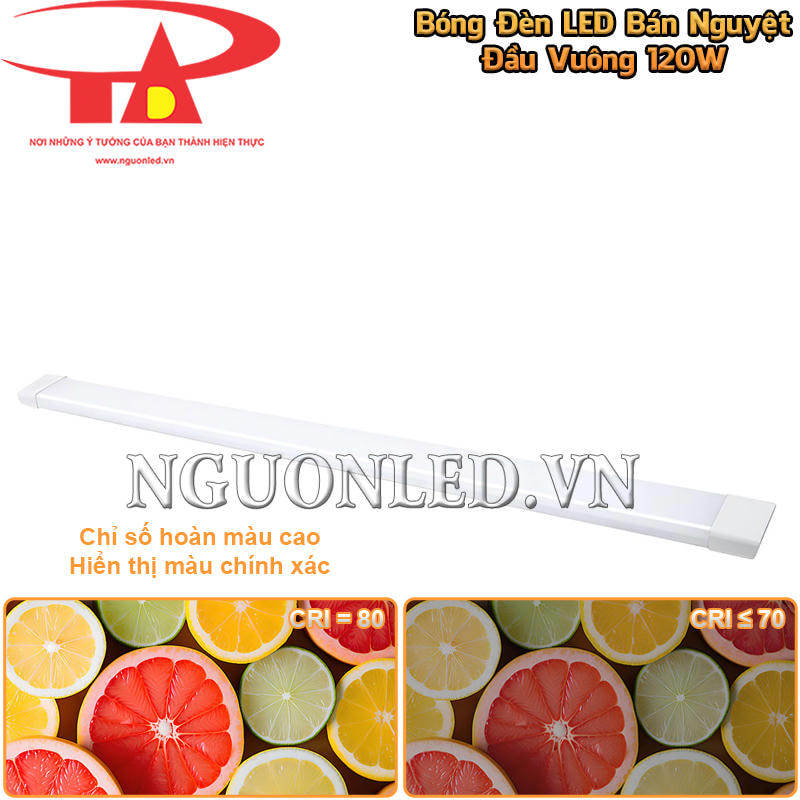 Chỉ số hoàn màu 80Ra của đèn tuýp LED bán nguyệt 120W đầu vuông hỗ trợ nhận biết màu hàng hóa
