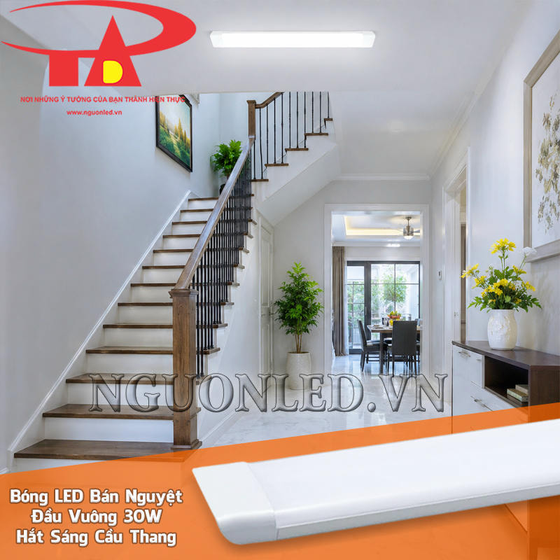 Đèn bán nguyệt 30W 60cm hỗ trợ nhìn rõ bậc thang, tay vịn và điểm chuyển hướng trong nhà