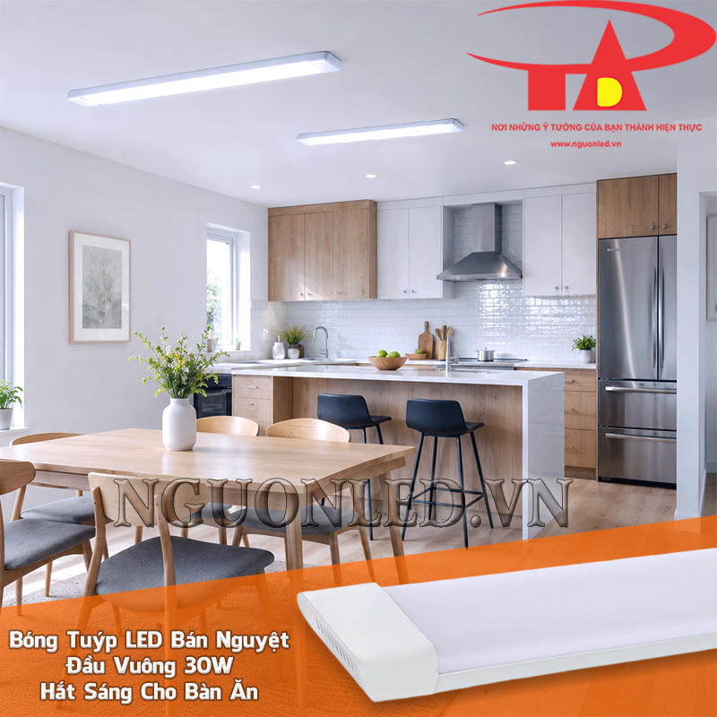 Bóng đèn LED bán nguyệt đầu vuông 30W tạo cảm giác ấm cho bàn ăn nhỏ