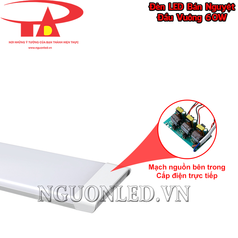Mạch nguồn tích hợp trong thân đèn bán nguyệt 60W, sử dụng điện áp 85 ~ 265V AC