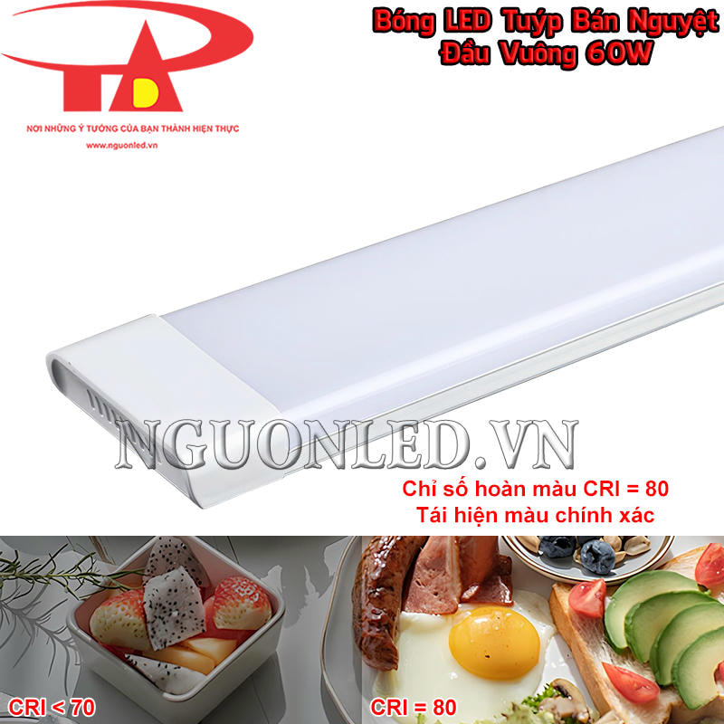 CRI 80 trên đèn bán nguyệt 60W hỗ trợ quan sát tem nhãn, bao bì và vật dụng rõ màu hơn
