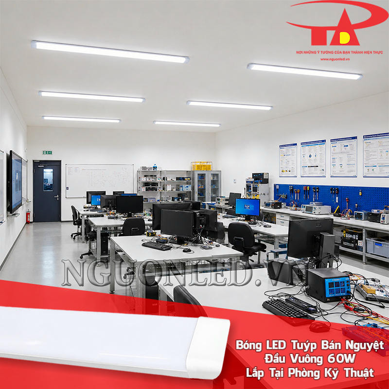 Bóng LED tuýp bán nguyệt đầu vuông 60W hỗ trợ quan sát thiết bị và điểm bảo trì trong phòng kỹ thuật