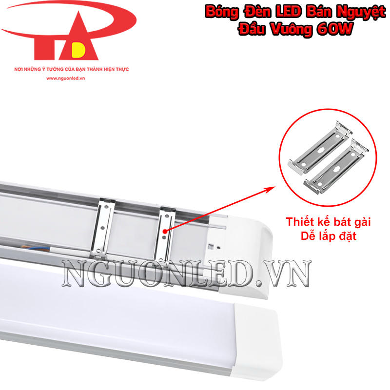 Bát kẹp giúp cố định đèn bán nguyệt đầu vuông 60W trên trần hoặc tường khi lắp nổi