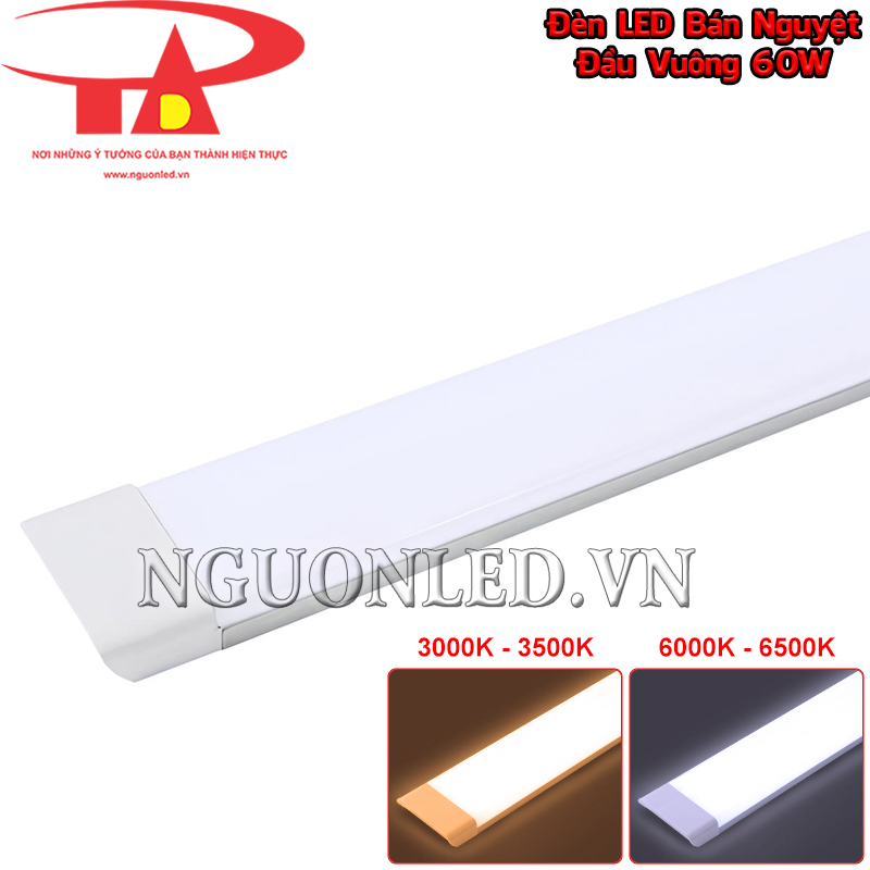 Đèn bán nguyệt đầu vuông 60W có ánh sáng trắng 6000K - 6500K và vàng 3000K - 3500K