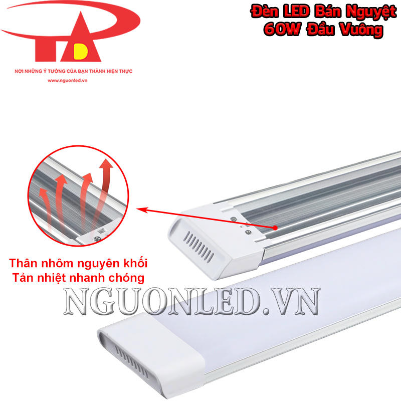 Thân nhôm nguyên khối của đèn LED bán nguyệt đầu vuông 60W hỗ trợ thoát nhiệt khi hoạt động