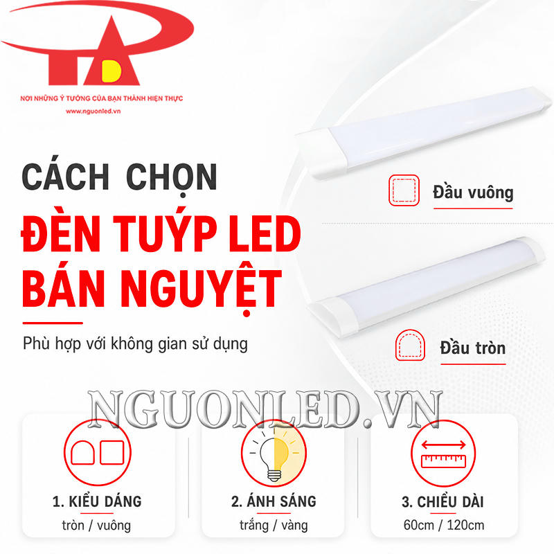 Chọn đèn bán nguyệt theo kiểu dáng, màu ánh sáng và chiều dài phù hợp