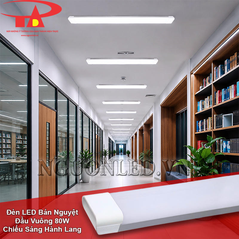 Bóng đèn LED bán nguyệt đầu vuông 80W lắp dọc hành lang giúp quan sát rõ