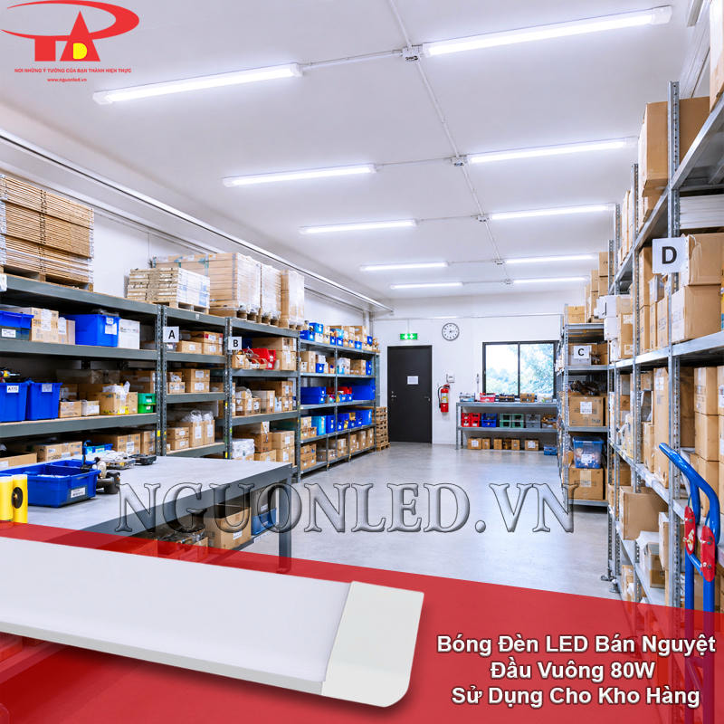 Bóng đèn tuýp LED bán nguyệt đầu vuông 80W hỗ trợ kho hàng nhìn rõ hơn