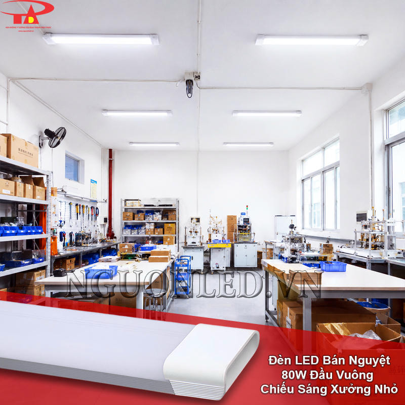 Đèn LED tuýp bán nguyệt 80W đầu vuông phù hợp xưởng nhỏ, khu lắp ráp nhẹ và kiểm tra thành phẩm