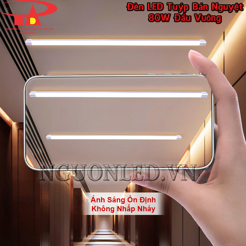 Bóng đèn LED bán nguyệt đầu vuông 80W cho ánh sáng ổn định, hạn chế cảm giác nhấp nháy khó chịu
