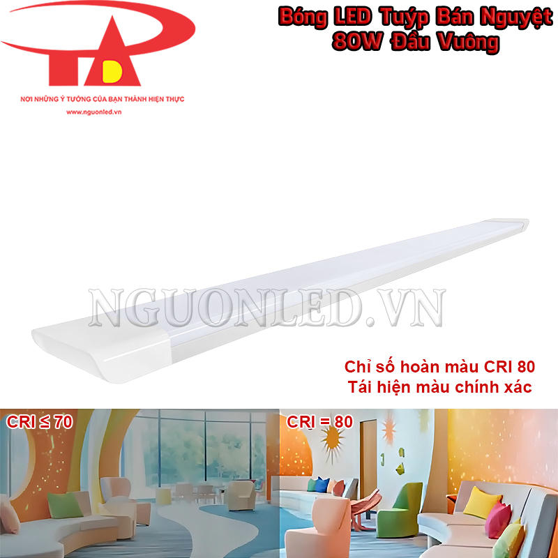 CRI 80Ra của bóng đèn LED bán nguyệt đầu vuông 80W giúp không gian nhìn tự nhiên hơn