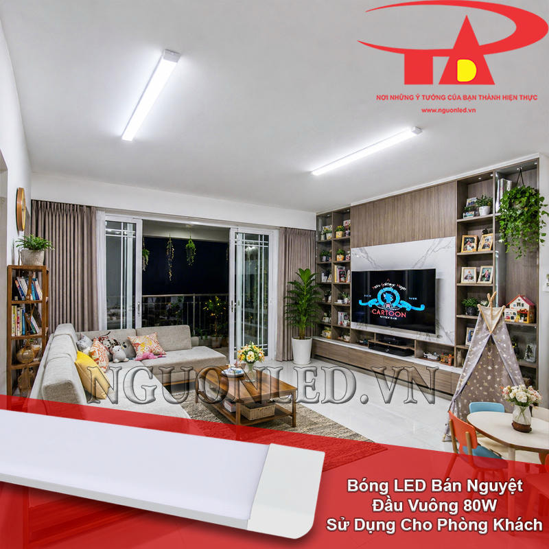 Bóng tuýp LED bán nguyệt đầu vuông 80W phù hợp phòng khách rộng cần nguồn sáng rõ