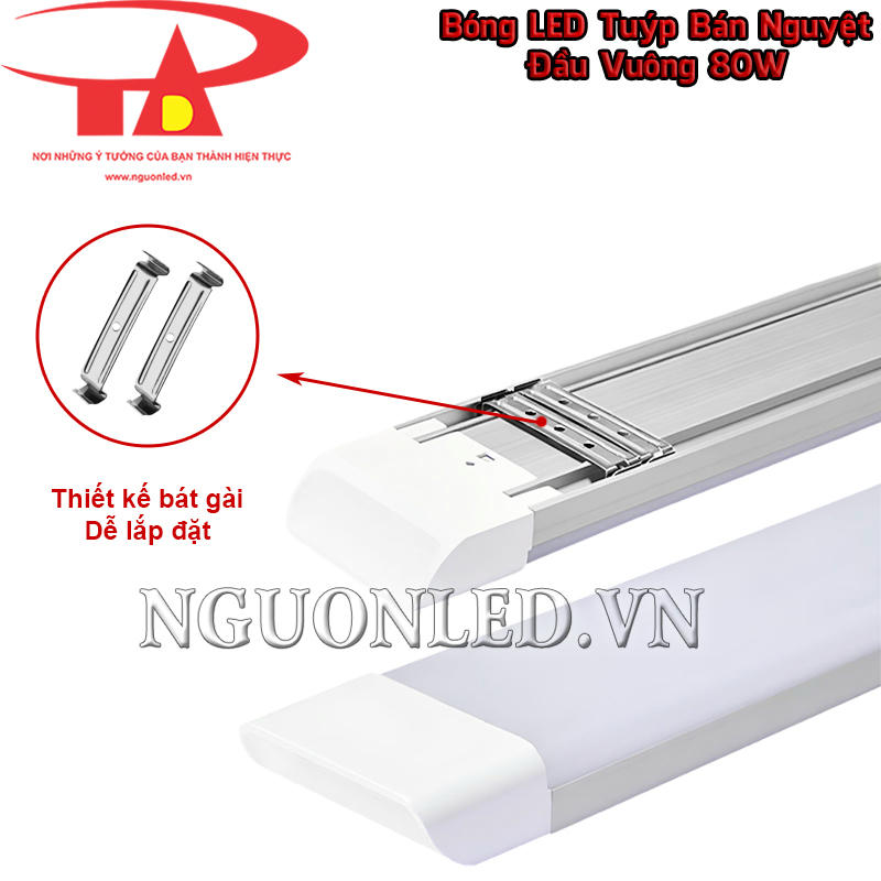 Bát gài đèn LED bán nguyệt đầu vuông 80W giúp cố định thân đèn gọn trên trần hoặc tường