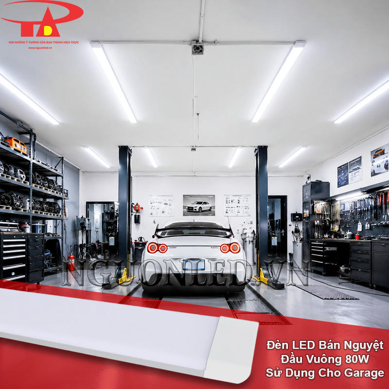 Đèn LED bán nguyệt 80W đầu vuông dùng cho garage gia đình, hỗ trợ thao tác rõ ràng