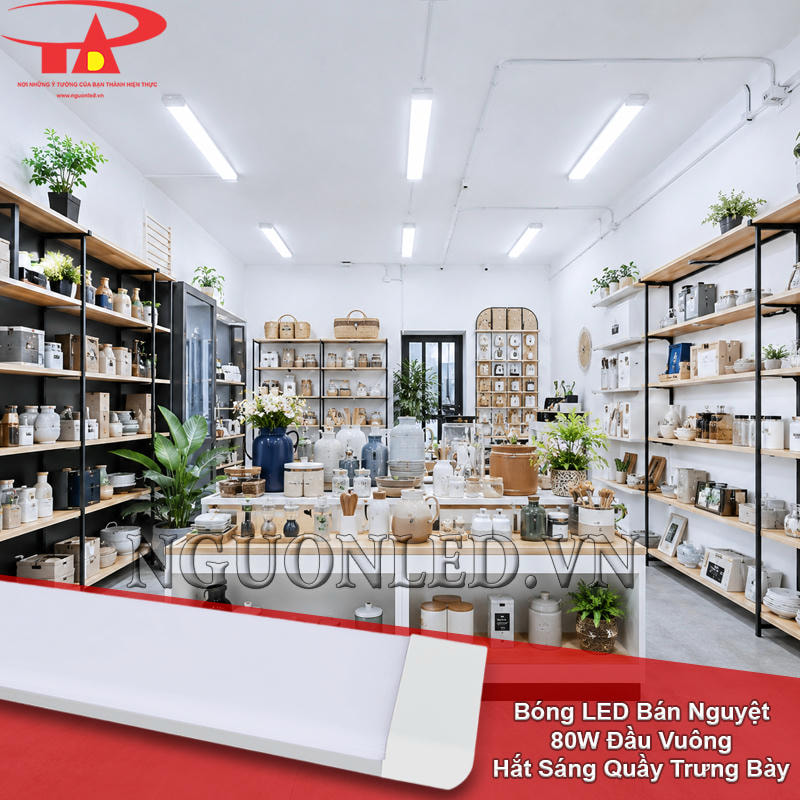 Bóng LED bán nguyệt 80W đầu vuông hỗ trợ quầy kệ và giá trưng bày dễ quan sát sản phẩm