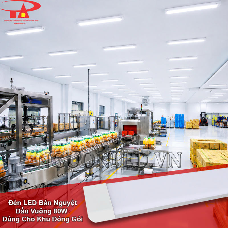 Đèn LED bán nguyệt đầu vuông 80W hỗ trợ khu đóng gói phân loại vật tư dễ dàng