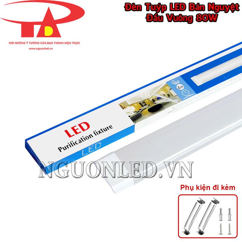 Bộ đèn LED bán nguyệt đầu vuông 80W kèm bát gài, tắc kê và vít hỗ trợ lắp đặt thuận tiện