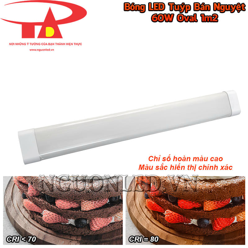 Đèn LED bán nguyệt oval 60W có CRI 80 Ra hỗ trợ quan sát màu sắc tự nhiên trong nhu cầu thông thường