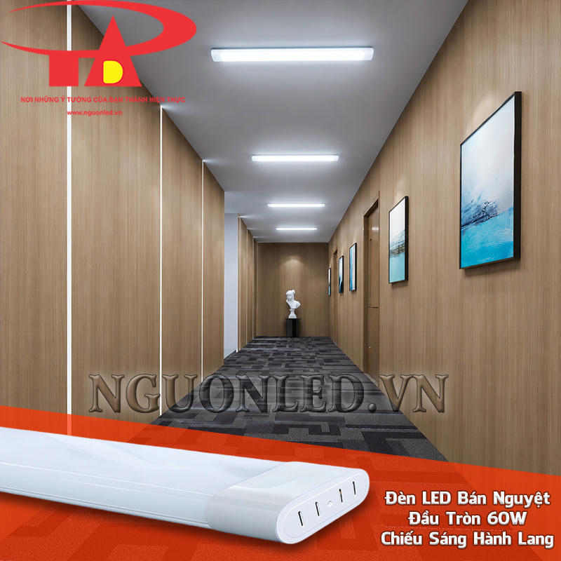 Đèn bán nguyệt oval 60W tạo dải sáng đều theo chiều dài hành lang