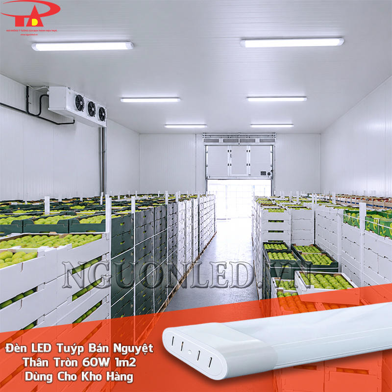 Bóng LED bán nguyệt oval 60W tạo nền sáng dọc lối kho, kệ và các vị trí lưu trữ hàng hóa